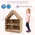 thumbnail image 2 of Dollhouse Bookshelf and Toy Storage, 3-Tier House Shaped Bookcase for Organization & Decoration, Floor Standing Book Shelf for Kids Room, Playroom, Nursery (Natural), 2 of 8
