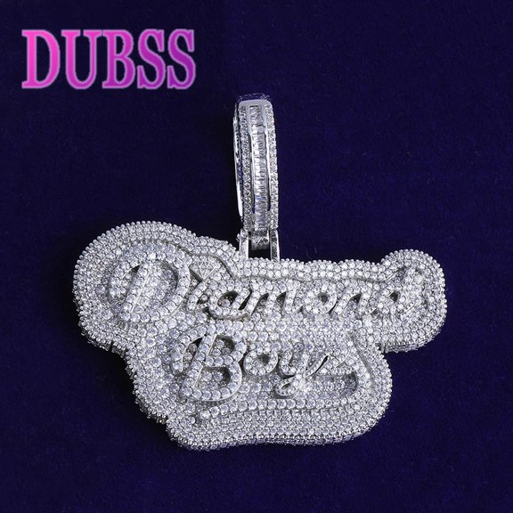 DUBSS Iced Out Diamond Boyz Necklace Pendant for Men Real Gold Plated Cubic Zirconia Hip Hop Jewelry