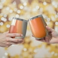 thumbnail image 2 of 12oz Stemless Wine Tumblers Orange and Grey Abstract Art Artwork Vacuum Insulated Stainless Steel Travel Tumbler Cups Mug with Lid and Straw for Champaign,Cocktail,Beer with Cleaning Brush, 2 of 5