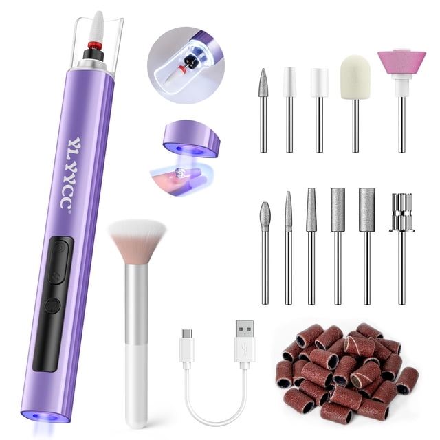 Taladro de uñas eléctrico inalámbrico YLYYCC con lámpara UV y brocas