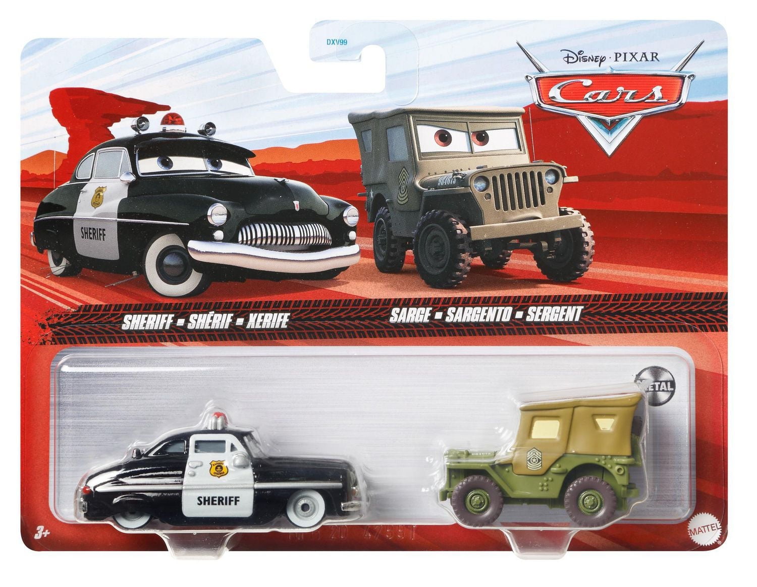 Disney and Pixar Cars 3 2-Pack Sheriff and Sarge, 1:55 scale Die-Cast Fan Favorite Character Vehicles