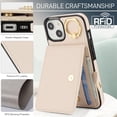 thumbnail image 5 of Allytechgroup iPhone 15 Wallet Case, Ring Holder Stand Cards Slots Shockproof Retro Flip Back Cover Phone Case for Apple iPhone 15, White, 5 of 7