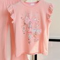 thumbnail image 5 of UAYOTSE Girls Summer Two Piece Set with Ruffled Sleeve Vest and Flared Pants Cartoon Print Breathable Cotton Childrens Clothing,Sizes 18-24 Months, 5 of 6