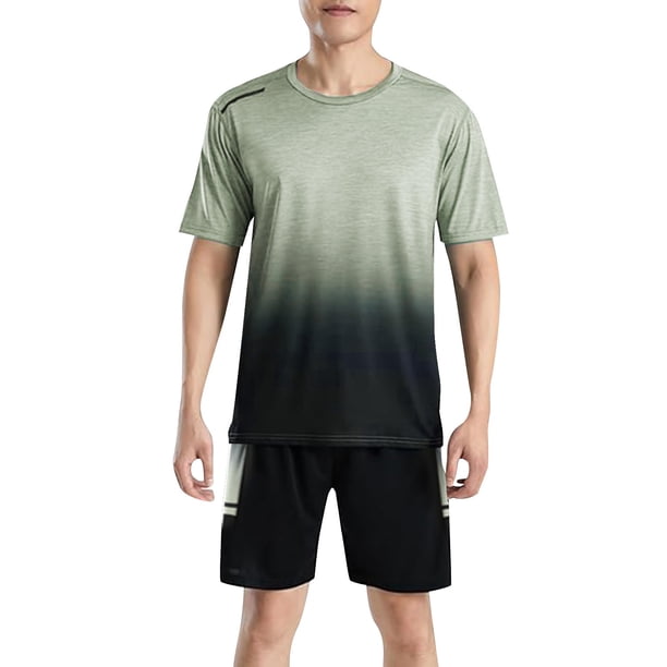 WILLBEST Pantalones Cortos Deportivos de Verano para Hombre, de Secado Rápido, de Manga Corta, para Correr, Informales, de Dos Piezas