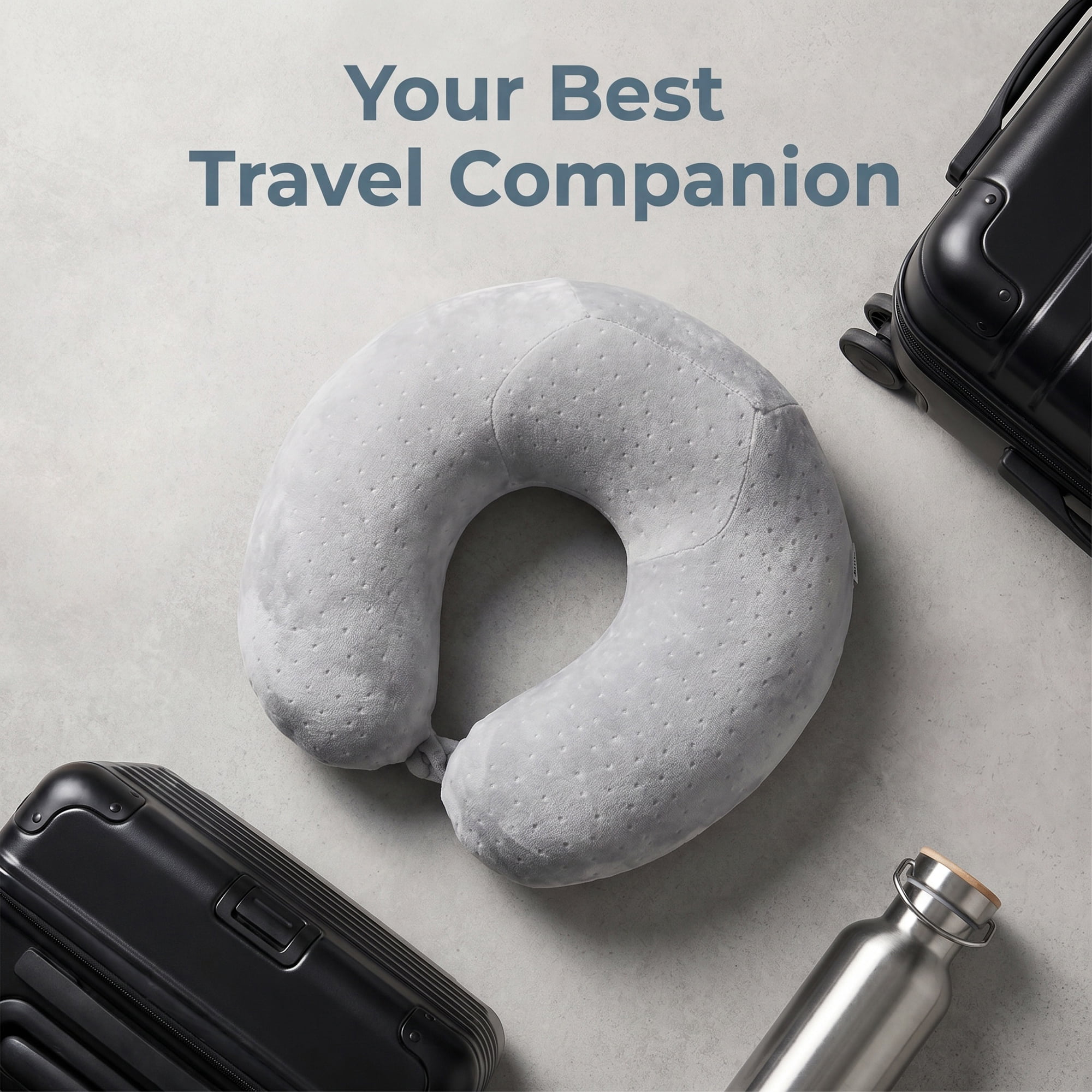 Unique Bargains Memory Foam Travel U Shape with Snap Closure for Car Smoky Gray 12"x12"x5"