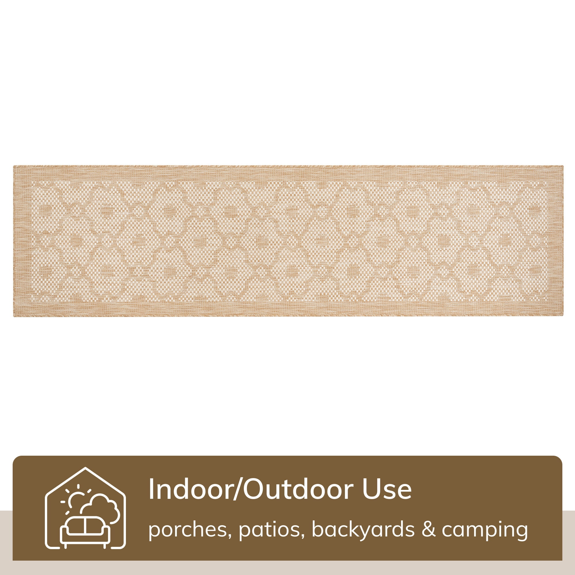 Well Woven 3' x 10' Beige Trellis Outdoor Rug