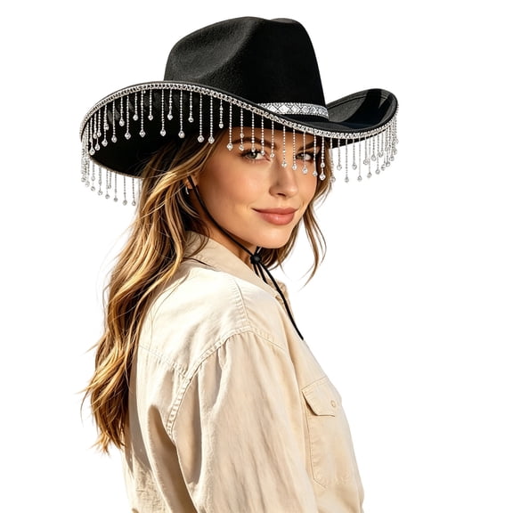 Valora Classic Cowboy Hat Western Style Wide Brim Outdoor Sun Fashion For Men Women Black