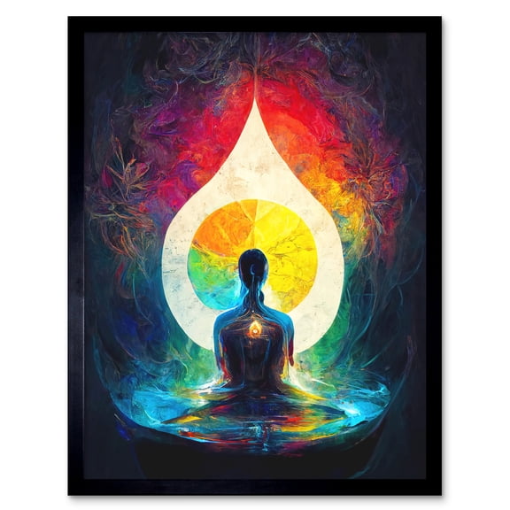 7 Chakra Meditation Energy Rainbow Relaxation Art Print Framed Poster Wall Decor 12x16 inch