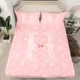 thumbnail image 2 of Castle Fairy Personalized Initial 4-Piece Full Size Sheets for Teens,Cute Bowknot Bed Sheets,Winter Snowflakes Lightweight Sheet Sets,Breathable Home Decor, 2 of 7