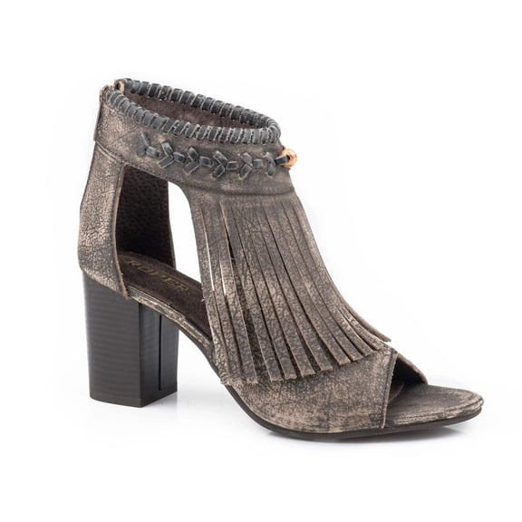 Roper Womens Bettina Fringe Peep Toe Shootie Pumps Casual Shoes