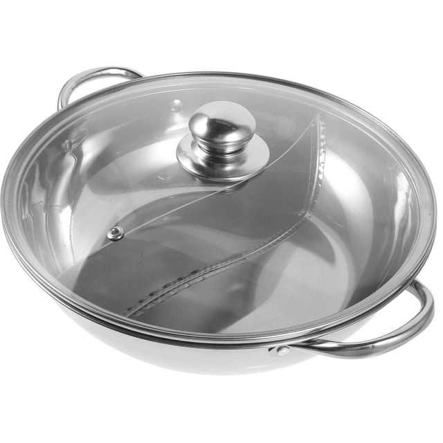 Fondue Chinoise DoubleFlavor avec Séparateur en Acier Inoxydable pour Réunions de Famille 6,3 Pouces