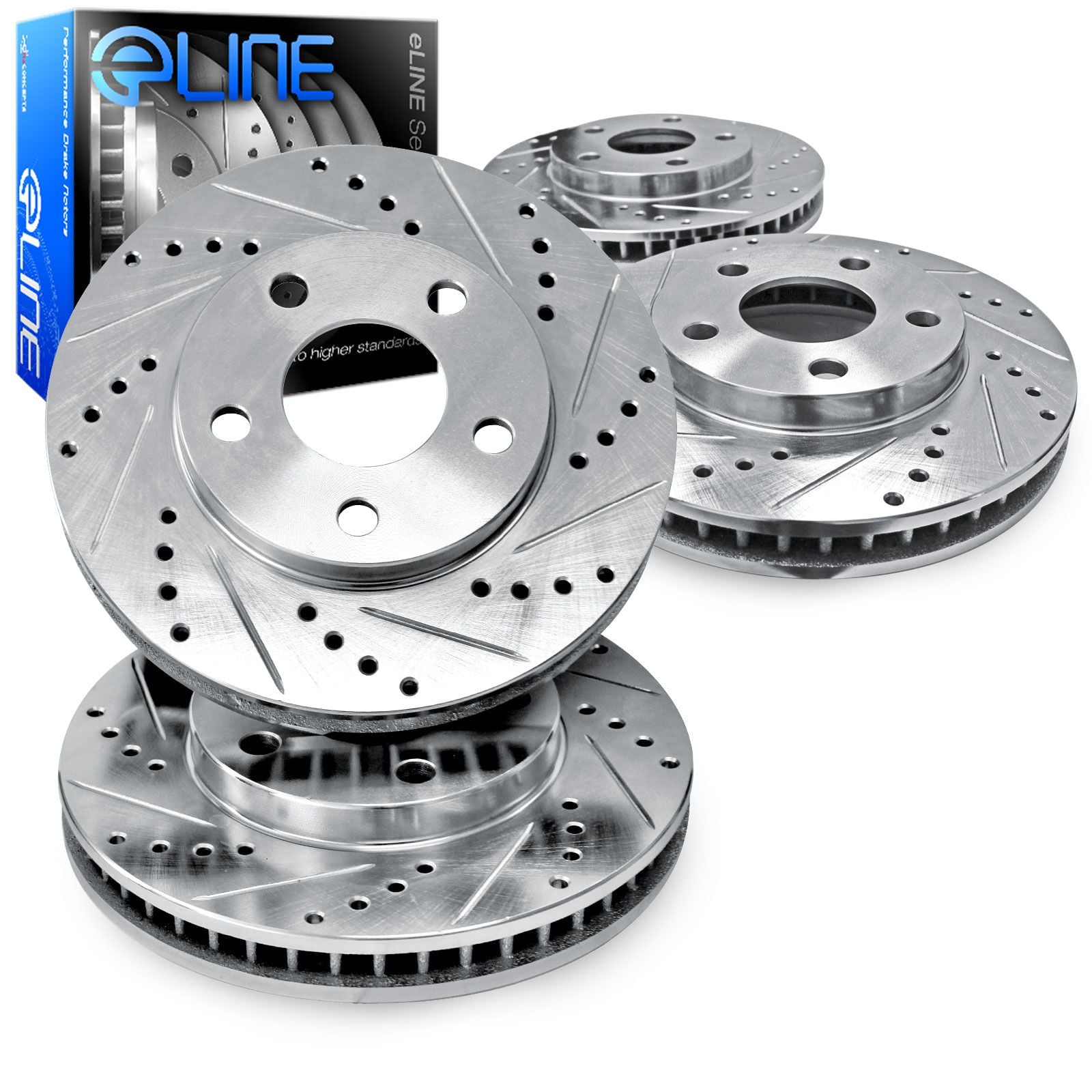 Front Discs Brake Rotors and Ceramic Pads For 2002 Mercedes-Benz C230 Drill Slot