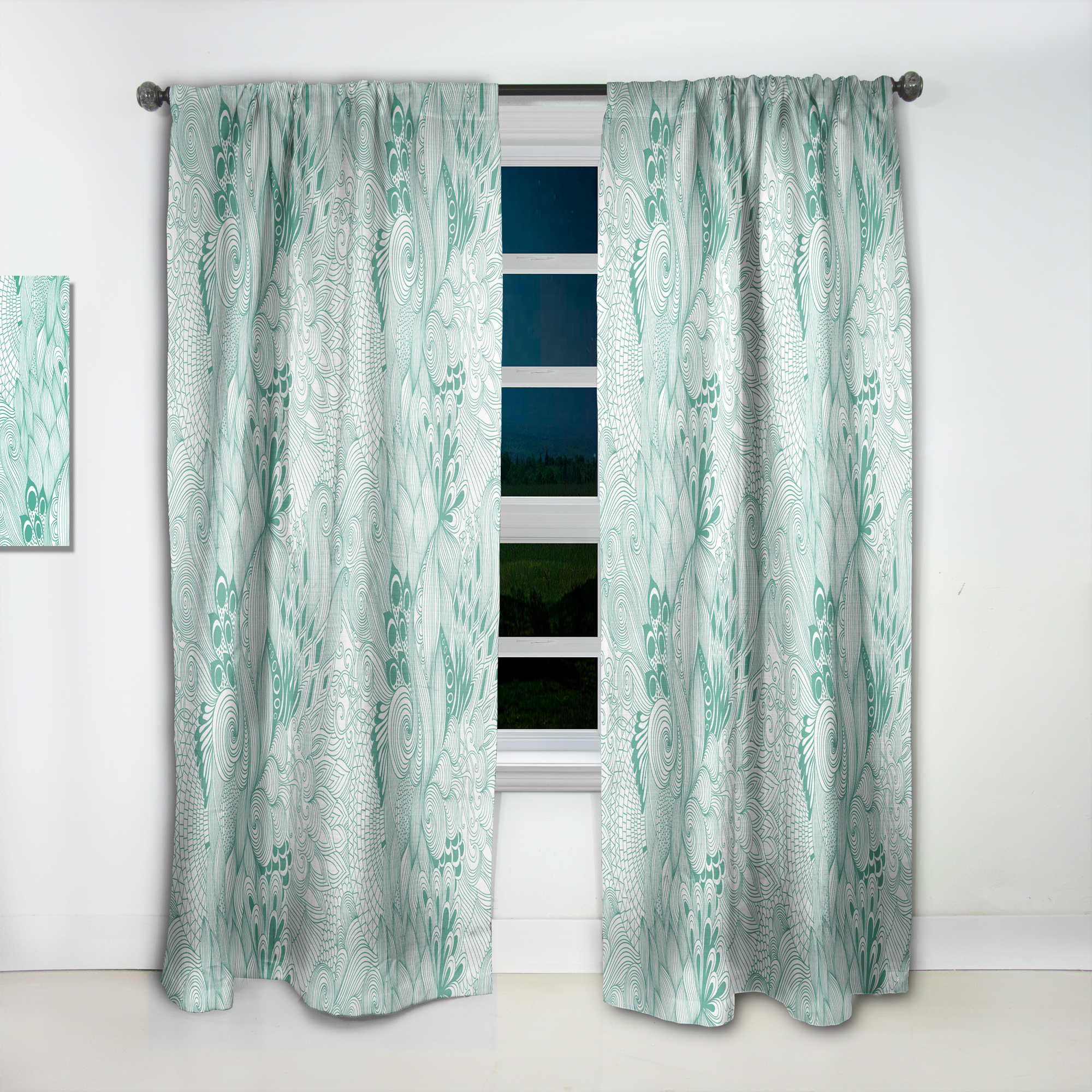 Designart 'Colorful Ornament With Pattern Abstract' Modern & Contemporary Curtain Panel