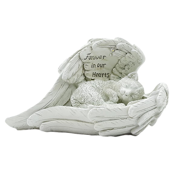 Angel Cat Pet Memorial Statue Solar Garden Ornament For Lost Pet Tombstone Cemetery Decor