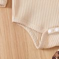 thumbnail image 4 of NOLDARES Newborn Baby Girl Fall Winter Outfits 3Pcs Long Sleeve Romper Pants Headband Soft Infant Clothes Set,Khaki,3-6 M, 4 of 7