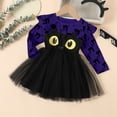 thumbnail image 5 of XEGLSBU Toddler Girls Dresses Long Sleeve Cartoon Halloween Prints Mesh Dress Outfits Dark Purple Size 12-18 Months, 5 of 8