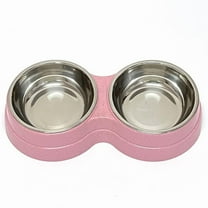 Pet bowls Double Dog & Cat Bowl - Stainless Steel Non-Slip Spill-Proof Feeder for Small Pets (Multi-Color)