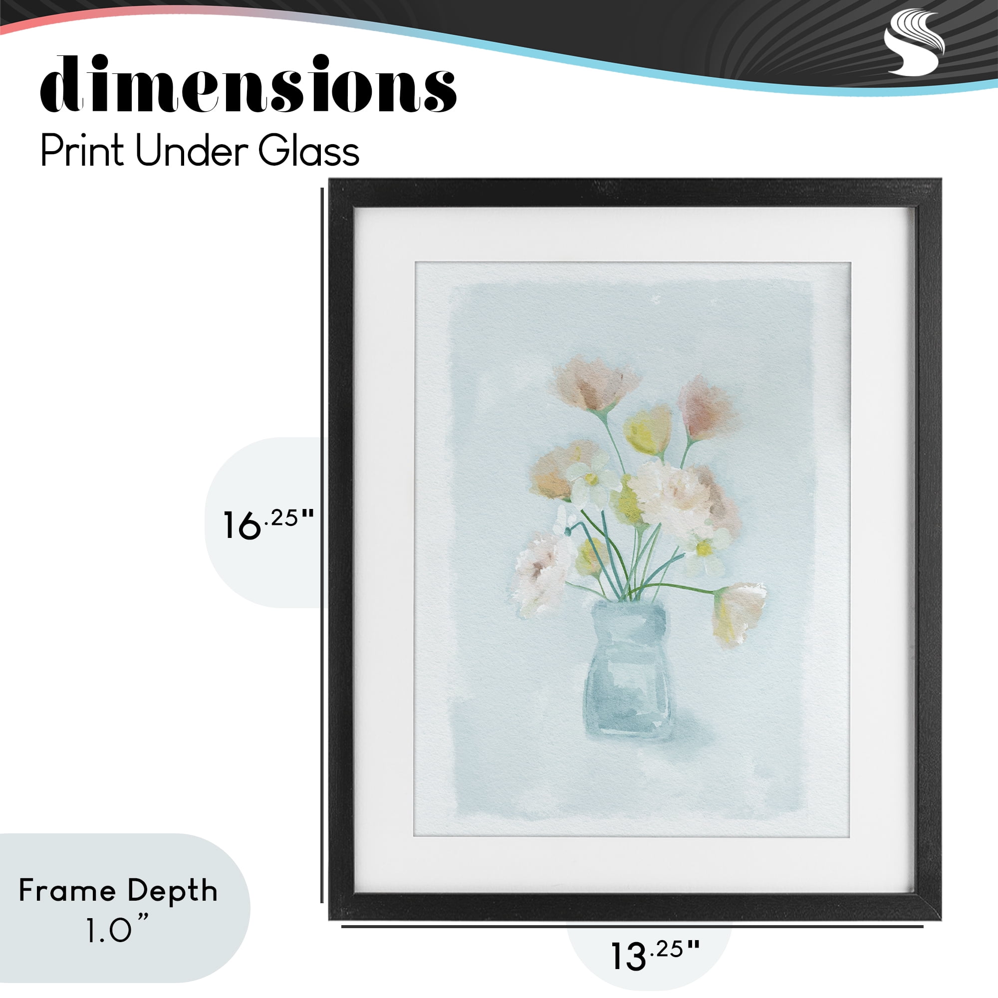 Stupell Industries Pretty Florals in Vase Black Framed Print Under Glass, design by Leah Straatsma