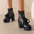 thumbnail image 4 of Miluxas High Heels for Women Boots Round Toe Platform Booties Lace Up Leather Ankle Bootie Black 7(39), 4 of 9