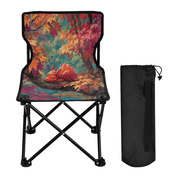 Folding Chair Camping Chair For Camping Picnicking Outdoor Beach and Travel Cute Red Dragon at Rest