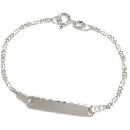Pori Jewelers 925 Sterling Silver Figaro Chain Kid ID Bracelet
