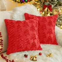 Sanmadrola Christmas Tree Decorative Throw Pillow Covers Set of 2, 18"x18" Soft Fluffy Pillowcases for Home Décor, Boho Pillow Covers Winter Holiday Cushion Cases for Sofa Couch Bedroom Living Room