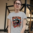 thumbnail image 3 of Tee Hunt Biker From Hell T-Shrit Ride or Die Skeleton Outlaw Route 66 Women's T-Shirt Tee, Gray, Large, 3 of 5