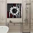 thumbnail image 5 of Vintage Sunflowers Framed Canvas Wall Art, Red Stripped Old U.S. Flag Retro Floral Wall Art Painting for Living Room Bedroom Home Decor, 8”x8”, Office Artwork Print, 5 of 9