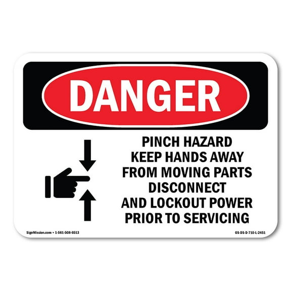 OSHA Danger Sign - Pinch Hazard Keep Hands Away | Plastic Sign | Protect Your Business, Construction Site, Warehouse & Shop Area |  Made in The USA