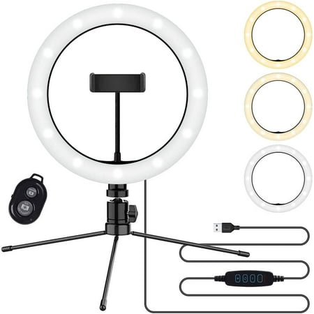 Image of Bright SELFIE RING Tri-Color Light Works with LG Stylo 4/Stylo 4 Plus/Stylo 4+/Stylo 5/Stylo 5+ 10 + REMOTE for Live Stream/Makeup/YouTube/TikTok/Filming(Dimmable/Adjustable)