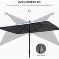 thumbnail image 4 of PURPLE LEAF 6' x 4' Rectangular Outdoor Table Umbrella with Crank and Tilt, Aluminum Frame Patio Market Sun Umbrella, 8 Sturdy Ribs, Light Gray, 4 of 10