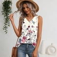 thumbnail image 4 of Women's Sleeveless Fashion Vest Blouse V Neck Dressy Casual Loose Business Shirts 2026 Summer Printed Tank Tops #01Pink S, 4 of 6