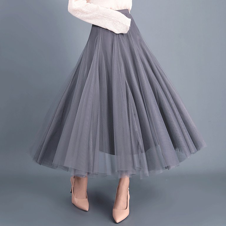 Tulle Skirt for Women Skirts Midi Length Tulle Skirt A-Line Knee Length  Skirt High Waist Princess Skirt