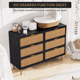 thumbnail image 3 of JoanKaren Natural Rattan 6 Drawer Dresser with Deep Drawers,Large Wooden Dresser Chest of Large Storage Cabinet for Bedroom Living Room,Black, 3 of 7