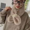 thumbnail image 2 of Municipal Faux Fur Collar Scarf Winter Fake Faux Fur Loophole Scarf Rectangle Furry Wrap for Women Girls, 2 of 4