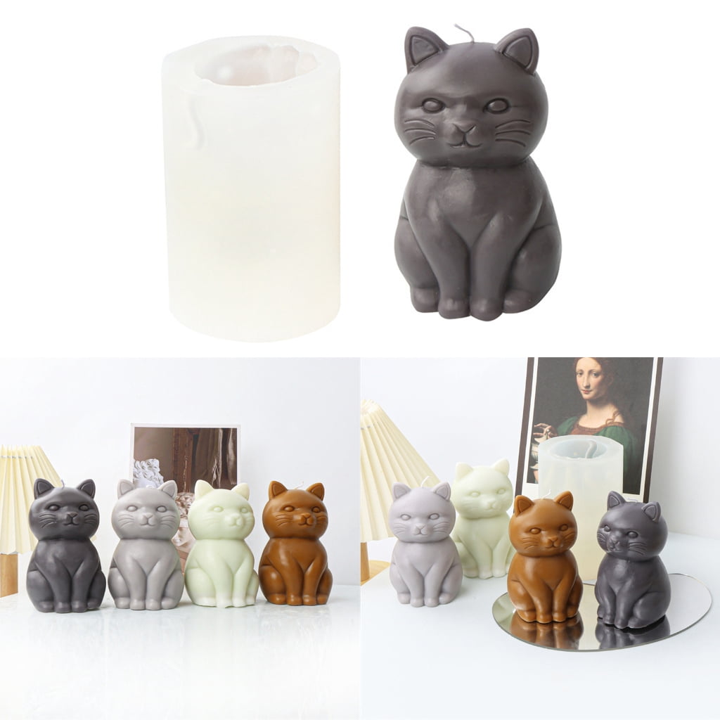 WINDLAND 3D Fat Cat Shape Silicone Mold Candle Making Tool DIY Candle Moulds Ornaments