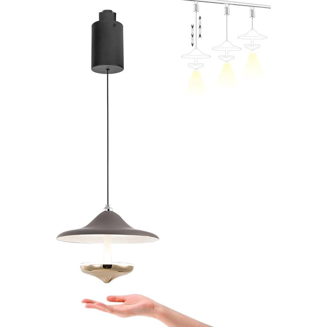 FSLiving Lampe de Pendaison Réglable en Hauteur Type H Rétractable avec Contrôle Gestuel 8W Gradation Progressive Lampe Intérieure le Sans Hauteur, Monet Gris - 1 Pack