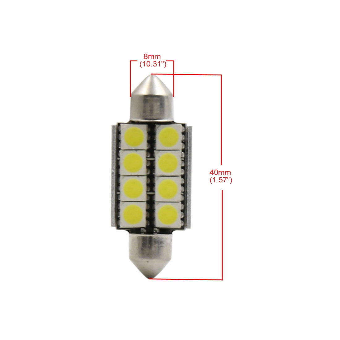 Sourcingmap 2Pcs 40mm Cool White 8-5050-SMD LED Festoon Dome Map Light Bulb for Car Interior 