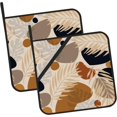 thumbnail image 1 of SKQIT Boho Abstract Geometric Tropical Leaves Print Pot Holders Set of 2, Kitchen Heat Resistant Potholder for Microwave Cooking Baking Oven End Dishes and BBQ, 1 of 7