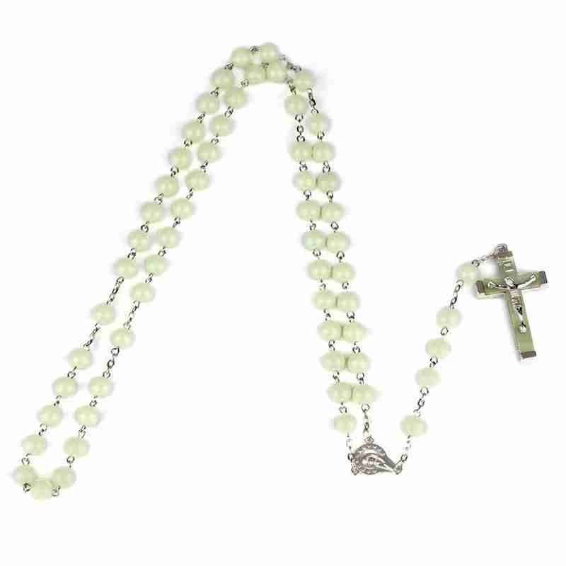 Unisex Necklace Glow In Dark Rosary Beads Luminous Jewelry Necklace Gift M1U4 - image 1 of 9