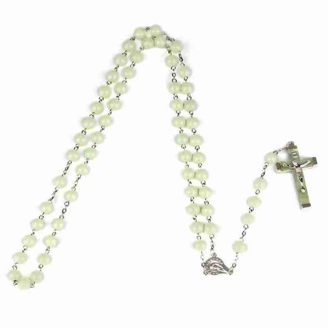 Unisex Necklace Glow In Dark Rosary Beads Luminous Jewelry Necklace Gift M1U4