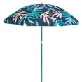 thumbnail image 1 of SlumberTrek Moda Adjustable Height Push Button Tilt Beach Umbrella, Coral Leaf, 1 of 8