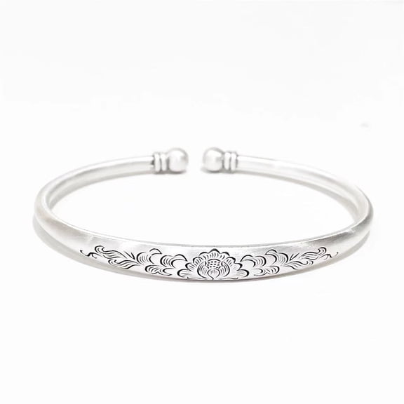 ddioayh Silver Lotus Flower Cuff Bracelet for Men Women,Adjustable Opening Bangle Bracelet,Lucky Gifts Birthday Christmas