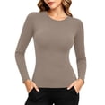 thumbnail image 3 of Fnooota Womens Thermal Tops, Crew Neck Base Layer Slim Fit Long Sleeve Layering Undershirts Khaki Size S-2XL, 3 of 8