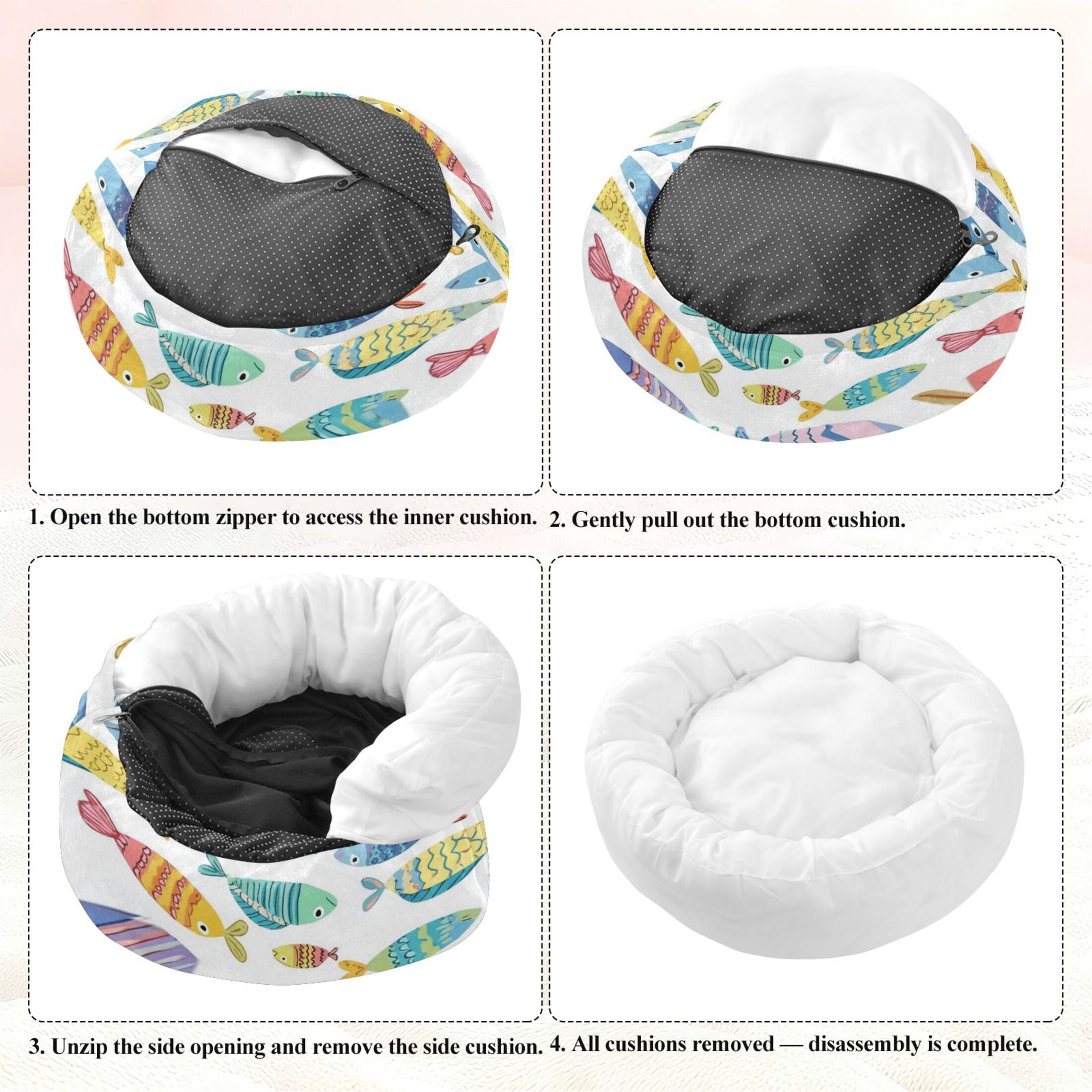 Iauyy Pet Couch Donut Cat Bed for Indoor Cats/Small Dogs Washable & Machine with Non-slip Bottom Calming Cat Furniture, Warm and Lovely Atmosphere (XS)