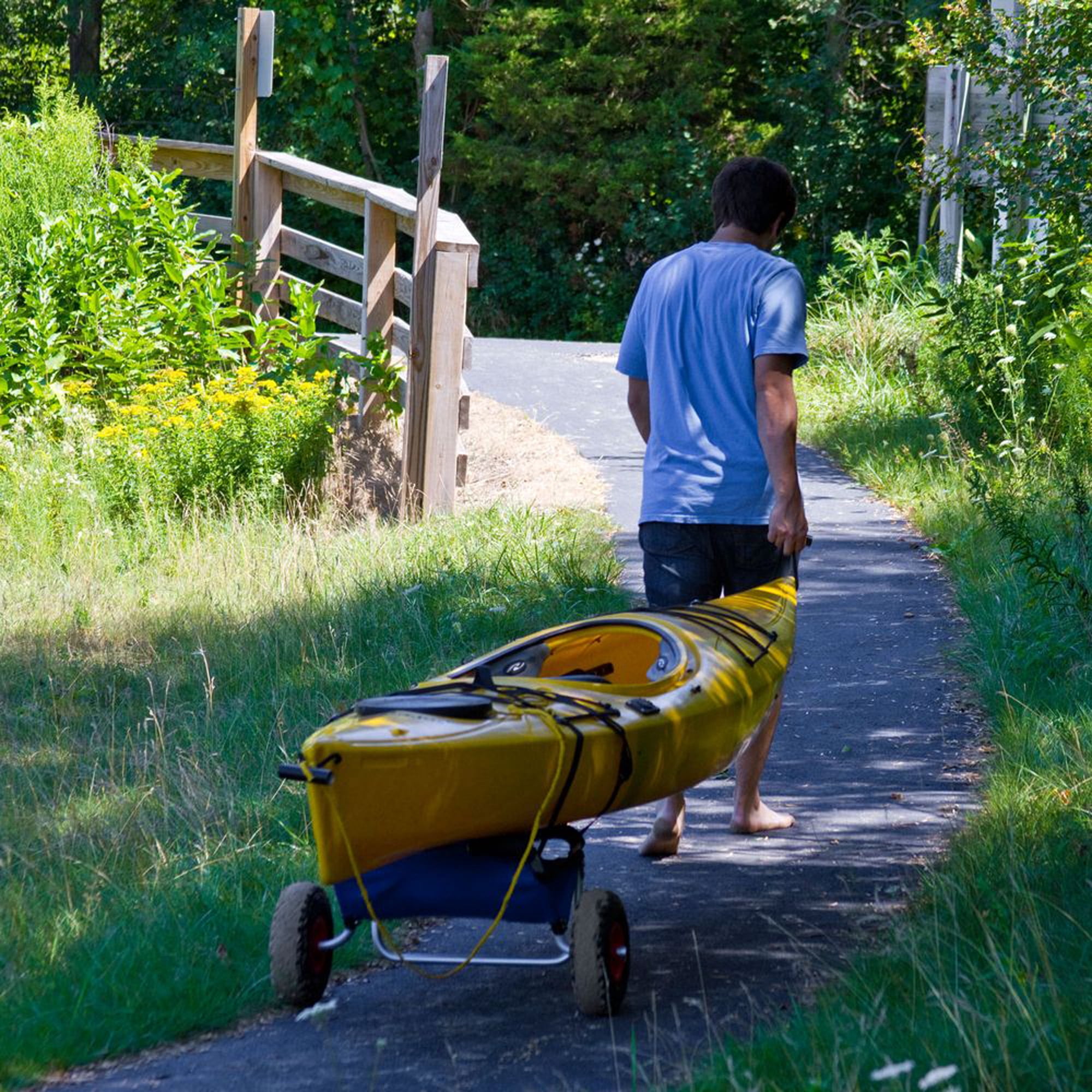 Elevate Outdoors Kayak & Canoe Dolly Cart with Seat, Portable Chair, 220 lb Capacity, Blue