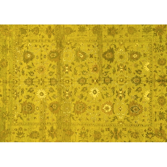 Ahgly Company Indoor Rectangle Abstract Yellow Modern Area Rugs, 3' x 5'