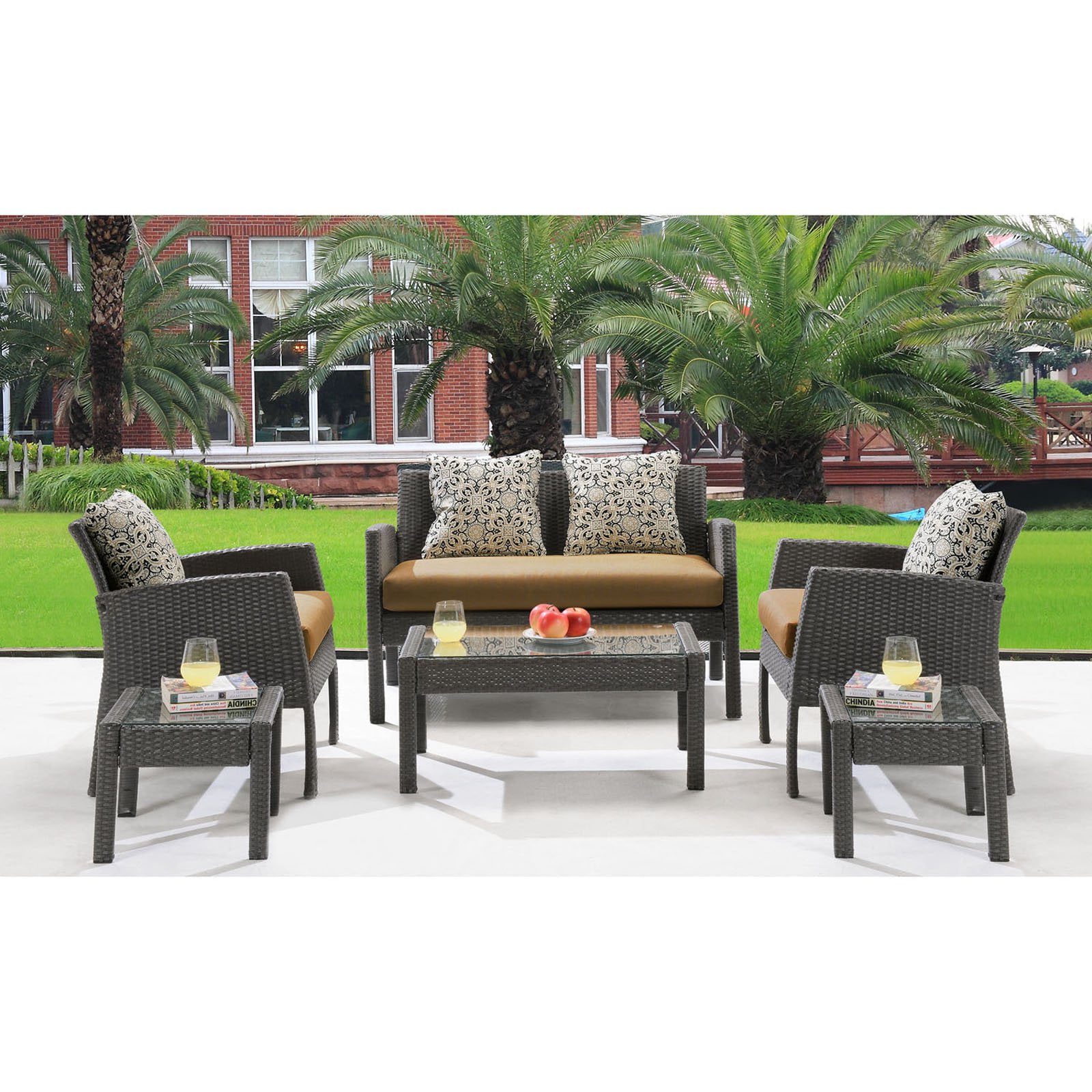 Hanover Outdoor Chelsea 6 Piece Space Saving Patio Set Walmart Com Walmart Com