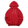 thumbnail image 2 of Cotton-Blend Hoodie Unisex Rose Letter Print Hooded Pullover Kangaroo Pocket Sweatshirt Womens Tops Fall Fashion 2023 Red, 2 of 4