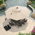 thumbnail image 3 of PURPLE LEAF 12FT Deluxe Round Solar Powered LED Patio Umbrella, Large Offset Cantilever Umbrella with 360° Rotation, Beige, 3 of 15